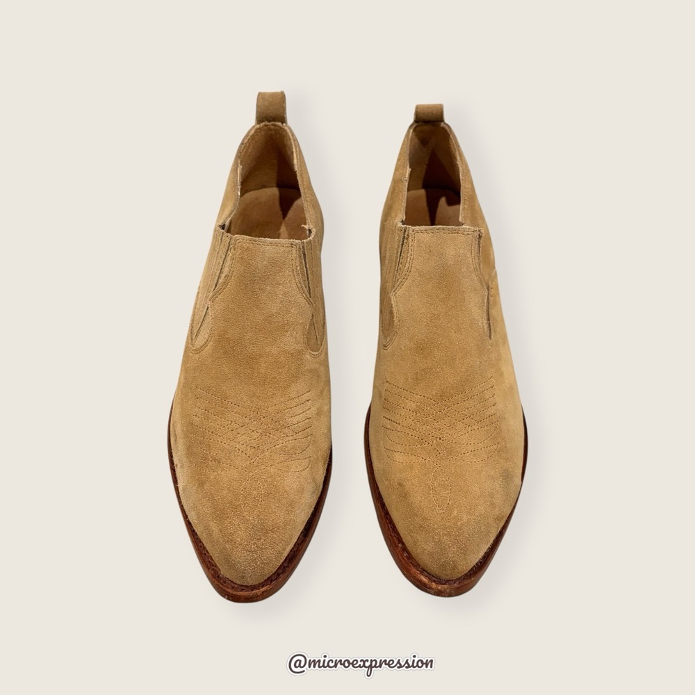 $349 Frye Billy Shootie Tan Taupe Beige Suede Leather Southwestern Ankle Boot - Picture 9 of 14